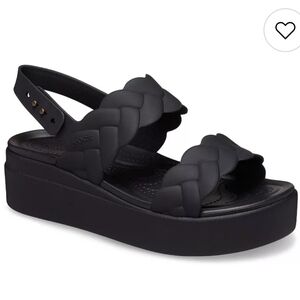 CROCS Women's Black Braided Platform Sandals